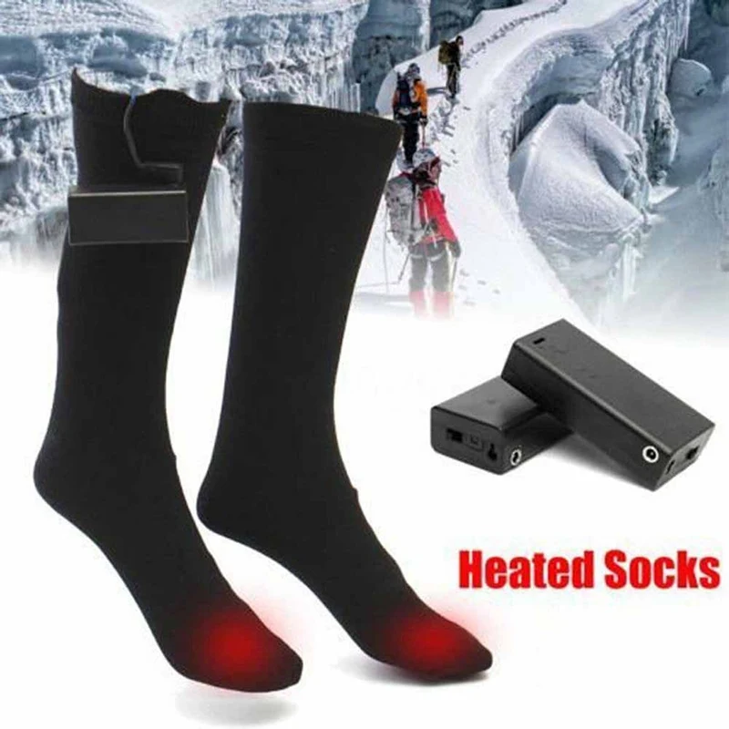 Electric Heated Socks Battery Powered Thermal Cotton Winter Cold Weather Foot Warmer For Hiking Hunting Ice Fishing