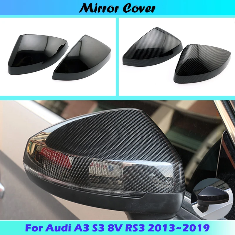 For Audi A3 S3 8V RS3 2013 2014 2015 2016 2017 2018 2019 RearView Mirror Case Cover Carbon fiber pattern or Black | Автомобили и