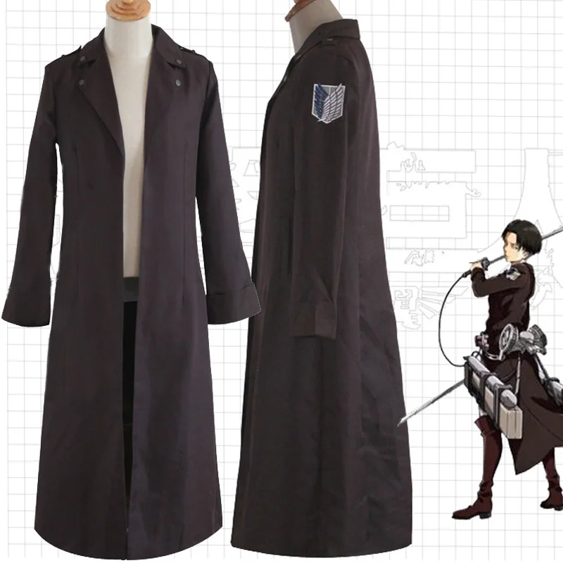 Attack on Titan Levi Ackerman Cosplay Costume Eren Trench Heichov Coat Japanese Anime Shingeki no Kyojin Overcoat Men Women Cape