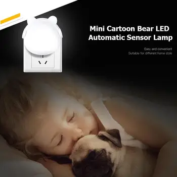 

110-220V Cute Bear LED Night Lamp Light Control Sensor Light for Child Kids Baby Room US White Yellow Blue Pink Multicolor