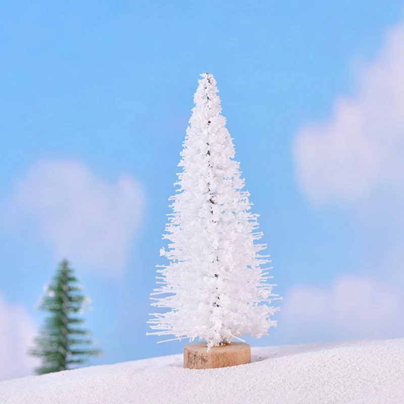Маленькая DIY Рождественская елка искусственная сосна дерево мини щетка для бутылок из сизаля Рождественская елка Санта, снег, мороз деревенский дом - Цвет: WT