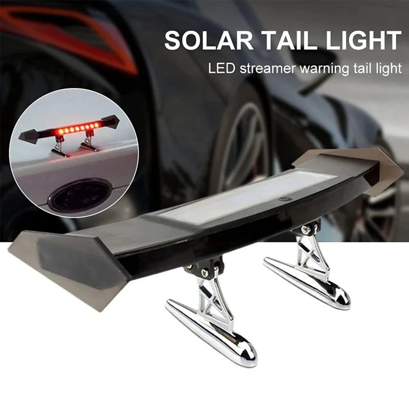 Mini Small Solar Car LED Rear Spoiler Wing GT Style Car Warning Lamp Turn  Signal 4 Modes Decoration - AliExpress