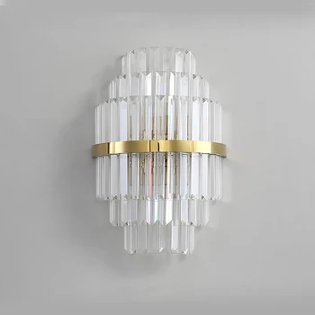 

Modern gold crystal wall sconces lighting AC110-240V bedroom living room wall light bedside decor led wall lamps