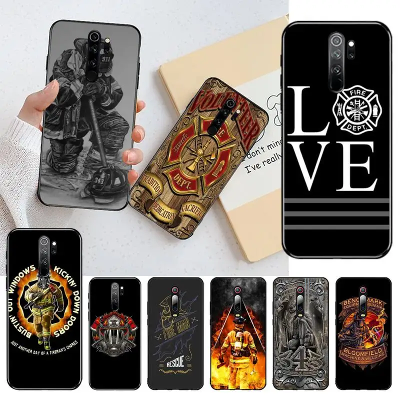 Чехол HPCHCJHM для пожарных и мягкий чехол черного цвета телефона Redmi Note 8 8A 7 6 6A 5 5A 4 4X 4A
