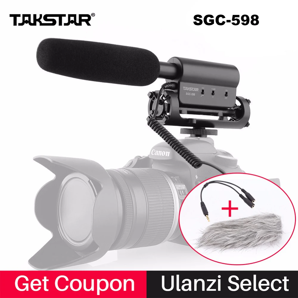 Comprare Takstar SGC 598 A Condensatore di Registrazione Video Microfono per Nikon Canon Sony DSLR Macchina Fotografica, Vlogging Intervista Microfono sgc 598