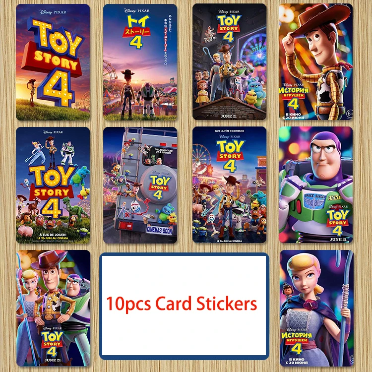 

10pcs/lot Toy Story 4 Forky Woody Buzz Lightyear Credit Card Bus Card Stickers Sticker Kids Bithday Party Gift Guest Party Favor