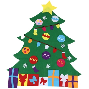 

DIY Felt Christmas Tree Set with Ornaments for Kids Xmas Gifts Door Wall Hanging Christmas Tree Ornament Wooden Hanging Pendants