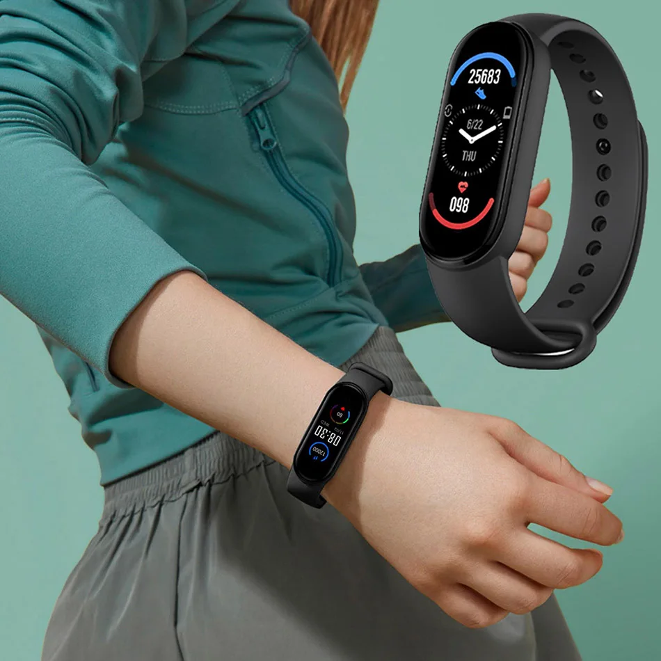 Fashion M6 Smart watch men's and women's sports bracelet waterproof heart rate and body fitness activity monitoring tracker 2021
