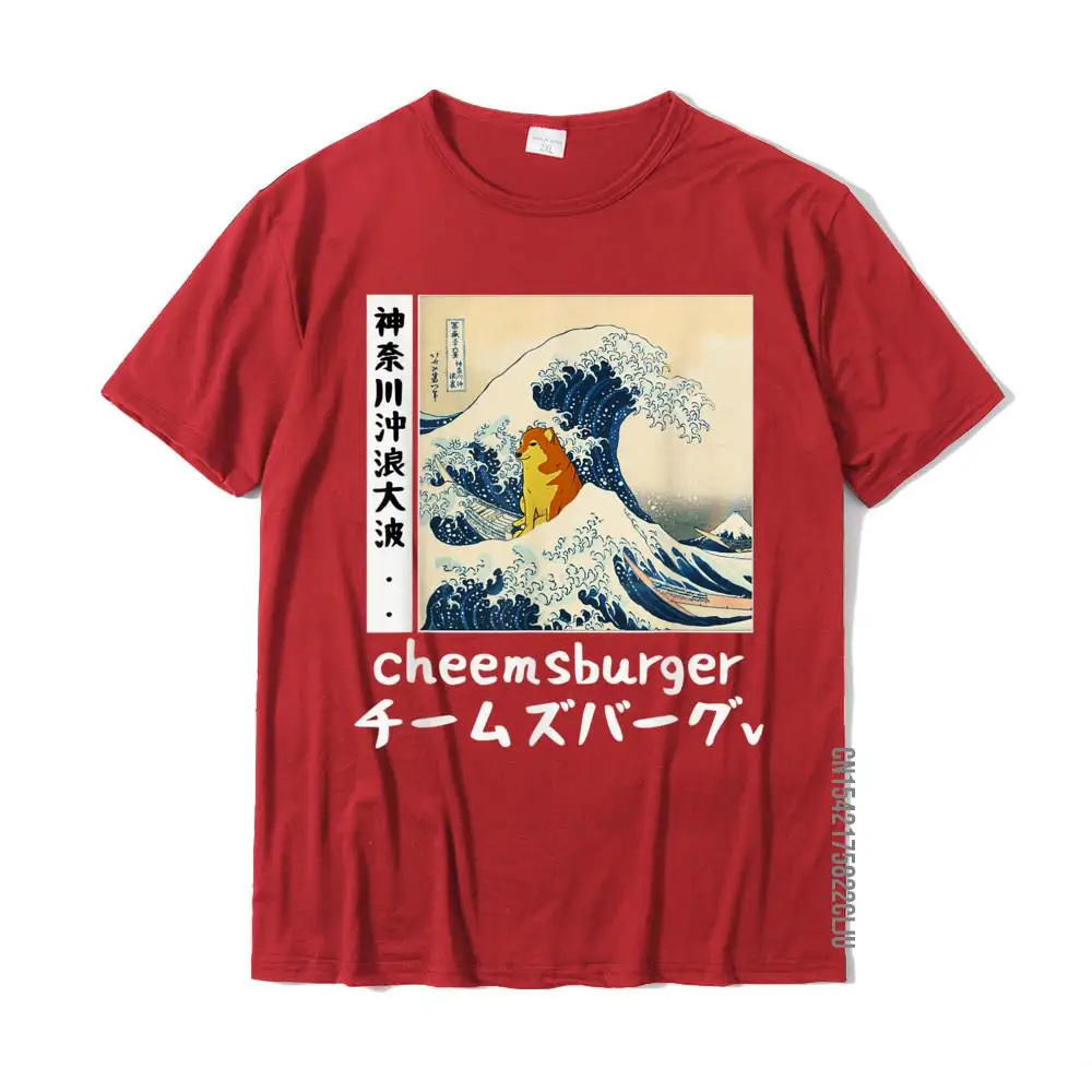 Special Men Top T-shirts Crew Neck Short Sleeve 100% Cotton Custom Tops Shirts Crazy Top T-shirts Free Shipping FUNNY THE GREAT WAVE KAWAI CHEEMS DOGE JAPANESE STYLE T-Shirt__33823 red