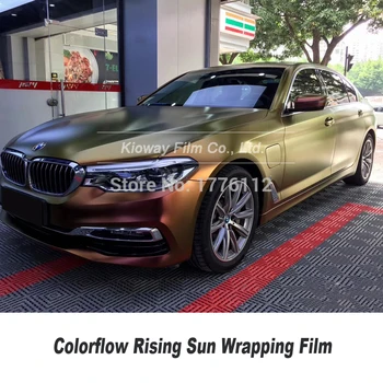 

Newest high end matte colorflow rising sun red/gold wrapping film Car Skin car wrapping roll Plastic wrap Popular Korea