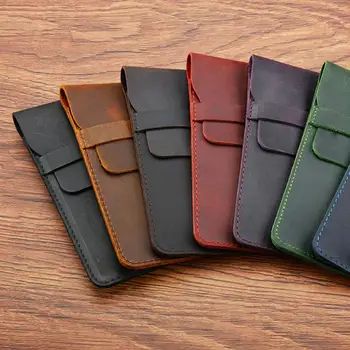 

Retro Faux Leather Pencil Case Handmade Pen Holder Pencil Pouch Protective Sleeve Cover estojo escolar пенал школьный