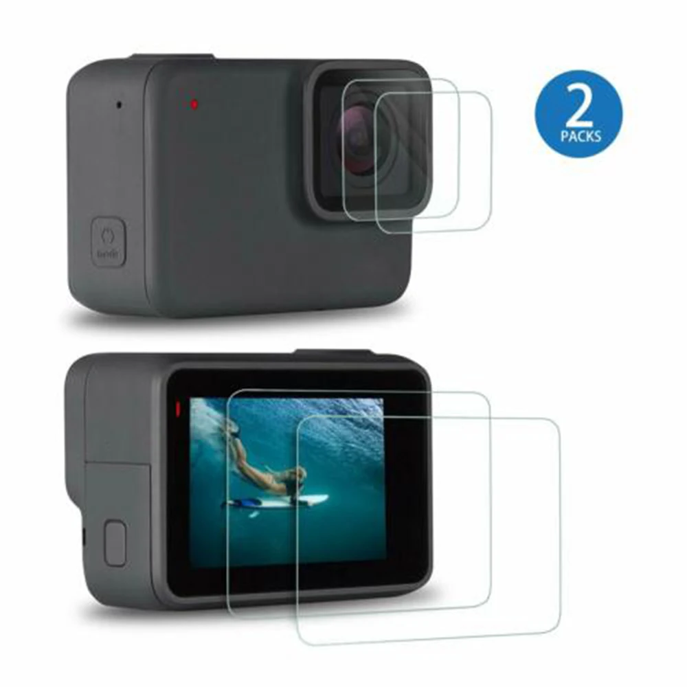 Новая улучшенная закаленная Экран и Len Protector для экшн-камеры GoPro Hero 7(в черном цвете доступны только в размерах)/6/5/ Модернизированный закаленное