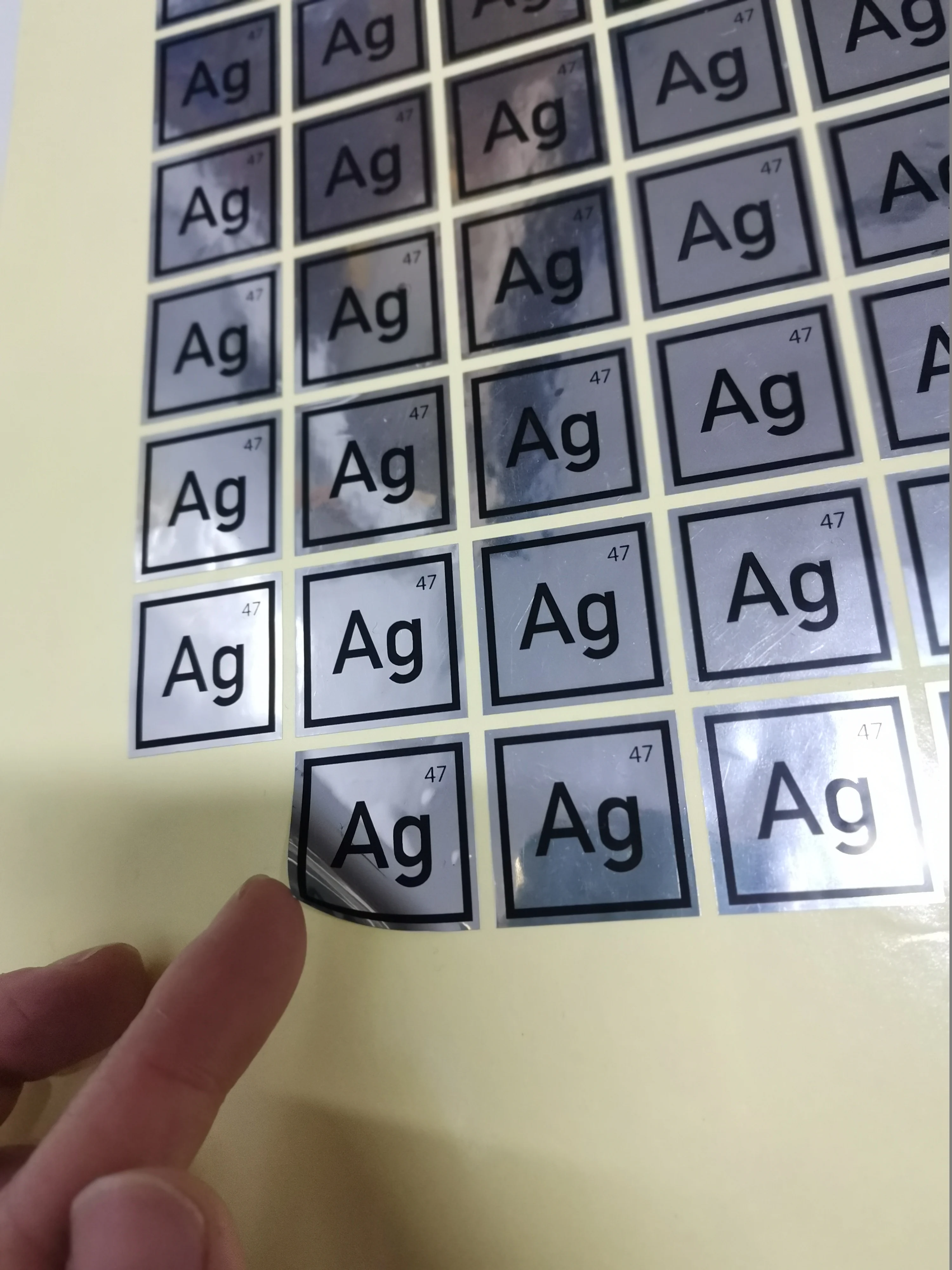 PET with glossy silver sticker label custom logo printing | Канцтовары для офиса и дома