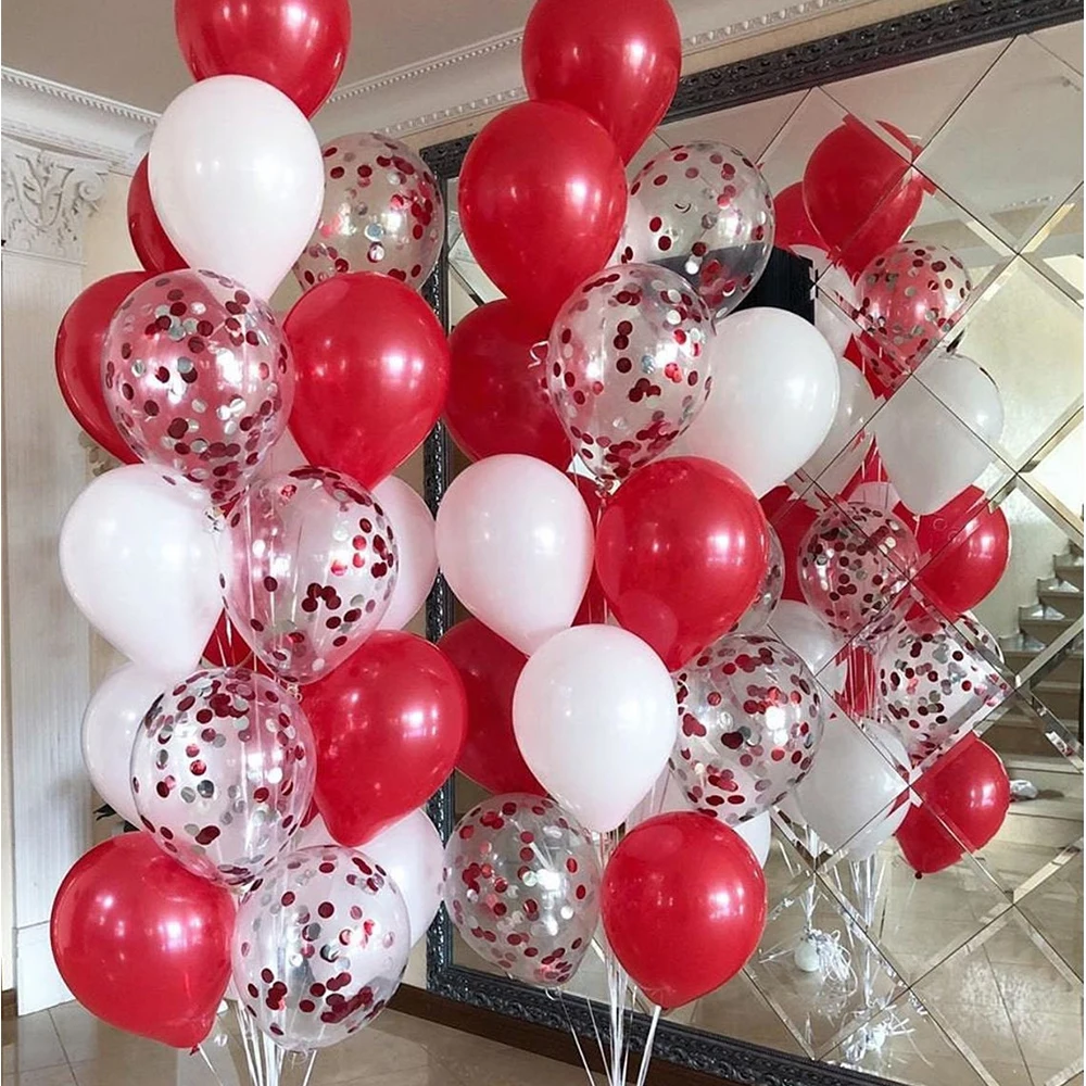 Set 1 Saint Valentin Decor 30 Pieces Blanc Rouge Confettis Ballons Kit Anniversaire Fete De Mariage Decorations Enfants Fournitures Cdiscount Maison