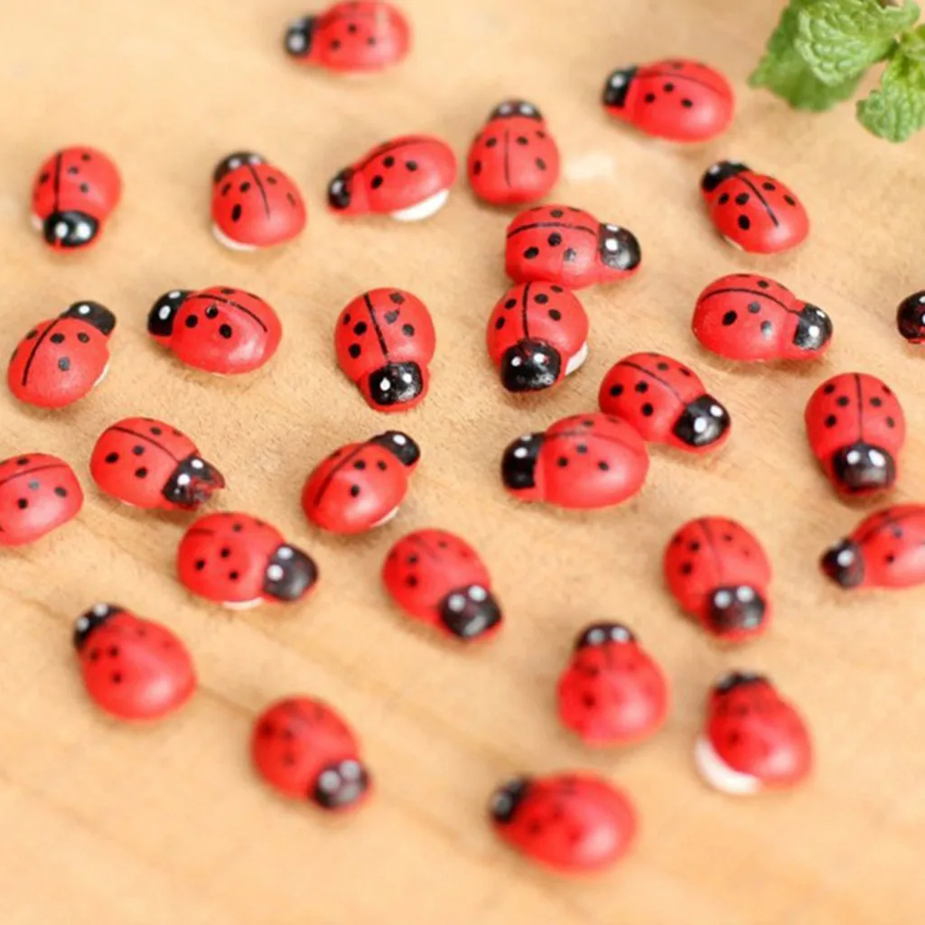 20 шт. Coccinella Septempunctata изделия из смолы DIY маленький декор украшения дома аксессуары миниатюрная Статуэтка для декора дома C1028