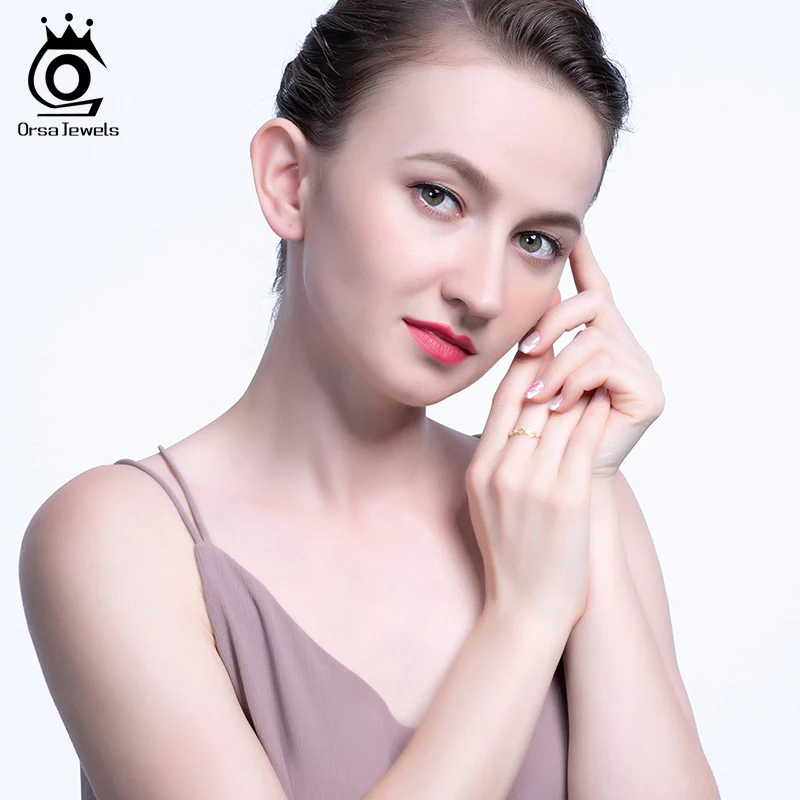 ORSA JEWELS кольцо чистый 925 Серебряные Регулируемые кольца для Для женщин 4 стиль Дополнительный синий и ясно AAAA фианит укладки вогнутые кольца ювелирные изделия SR140