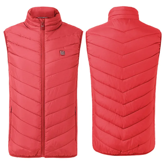 Куртка с подогревом, жилет с USB, мужская зимняя куртка с электрическим подогревом, без рукавов, для путешествий, для улицы, жилет для пеших прогулок - Цвет: Красный