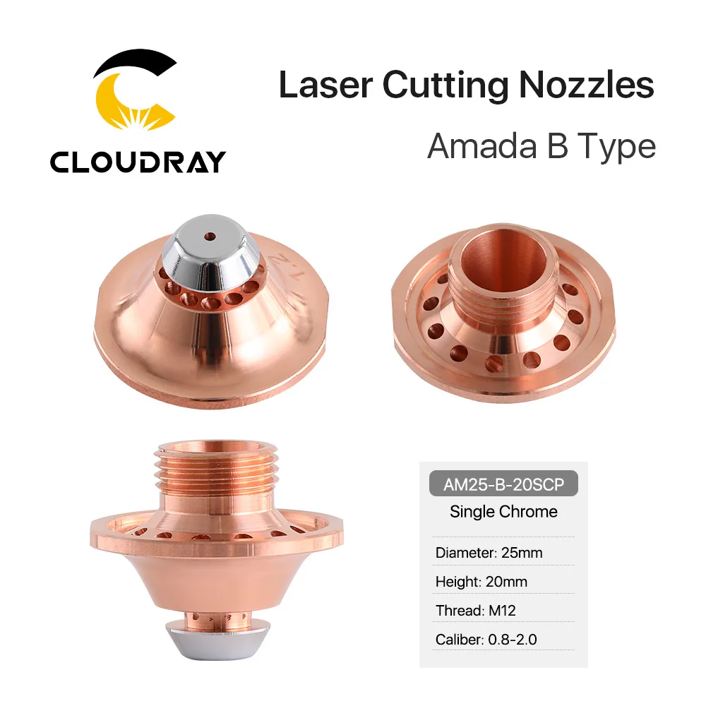 Cloudray насадка для лазерной резки Amada B Тип D25 H20 M12 Одиночная двойная хромированная