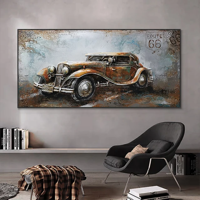 Cars and Motorcycle Paintings Printed On Canvas 3