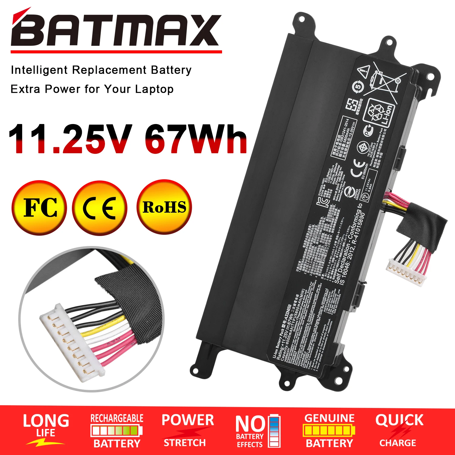 6000mAh 67Wh A32N1511 Аккумулятор для ноутбука Asus ROG G752 G752VL G752VT G752VM G752VY 0B110-0037000 | Компьютеры