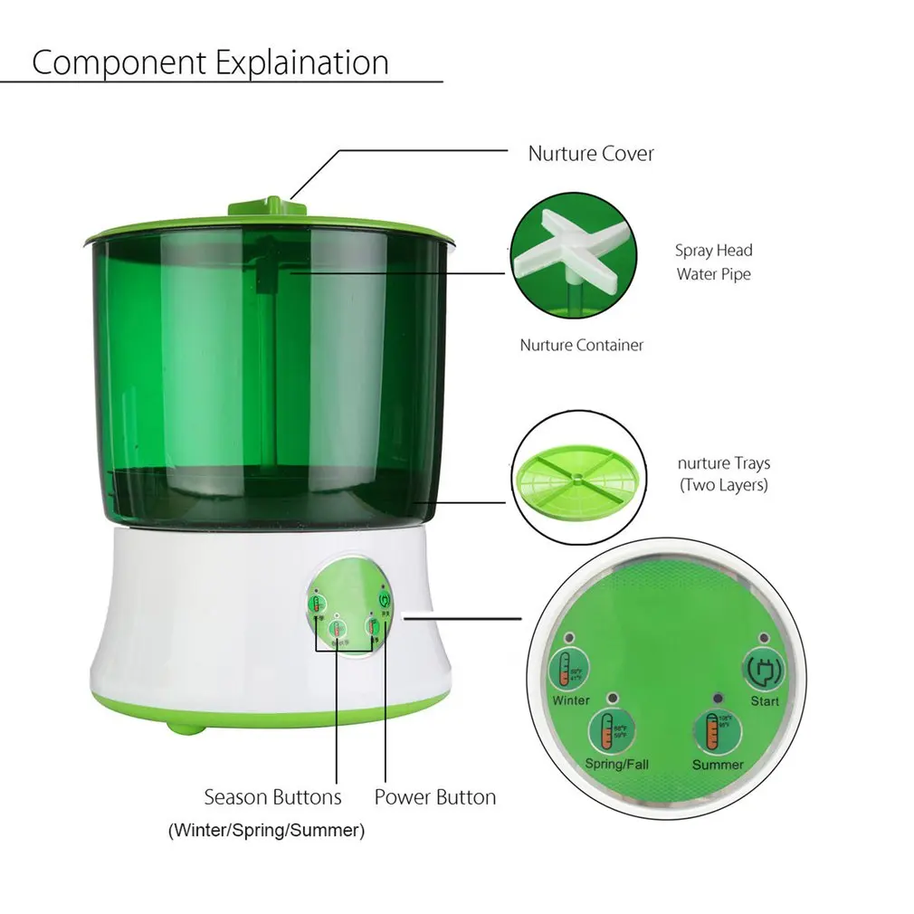 Цифровой дом DIY ростки фасоли чайник 2 слоя автоматический Электрический проращиватель семян овощей рассады роста ведро Biolomix