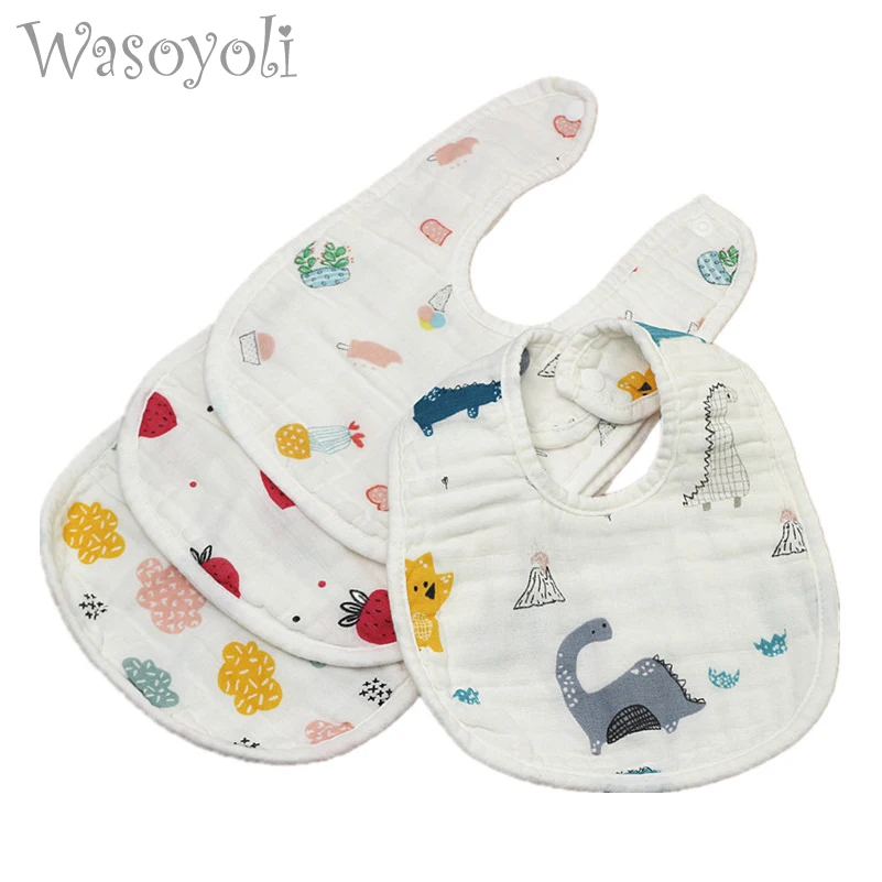 Baby Bib Burp-Cloths Cotton 100%Muslin Infant Wasoyoli 8-Layers U-Type Printed Seersckuer