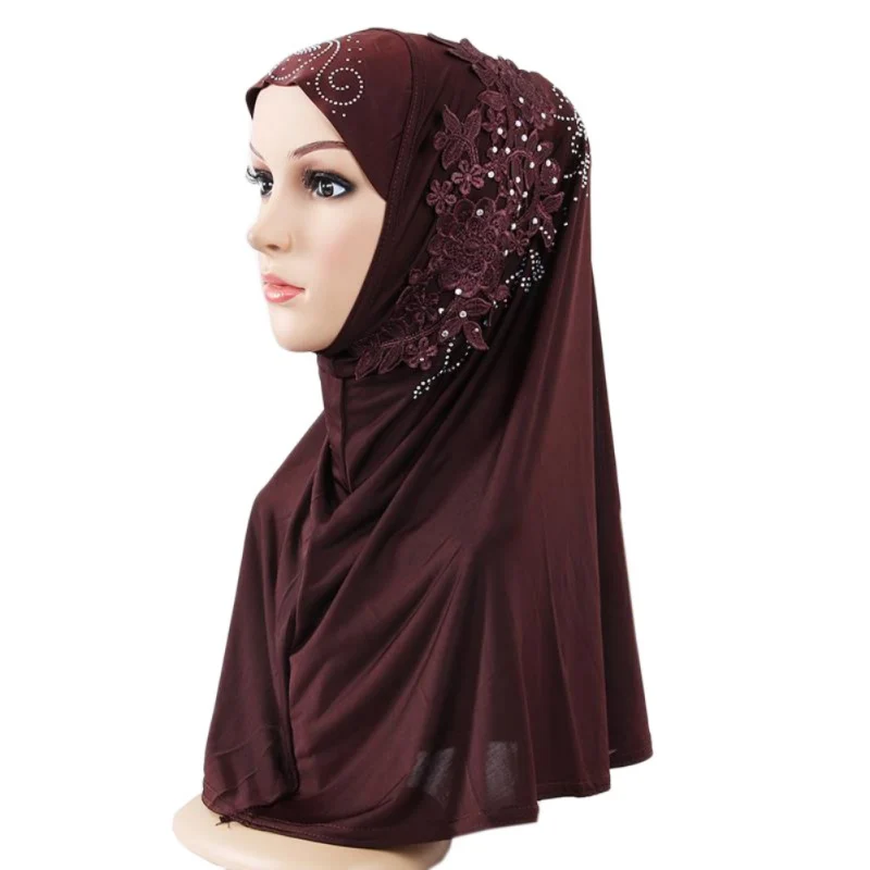 

Muslim Hijabs Women Muslim Stretch Lace Turban Hat Chemo Cap Hair Loss Head Scarf Wrap Cap Rk