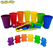 1 conjunto contando ursos com empilhamento copos-montessori arco-íris jogo de correspondência, cor educacional que classifica brinquedos para crianças bebê