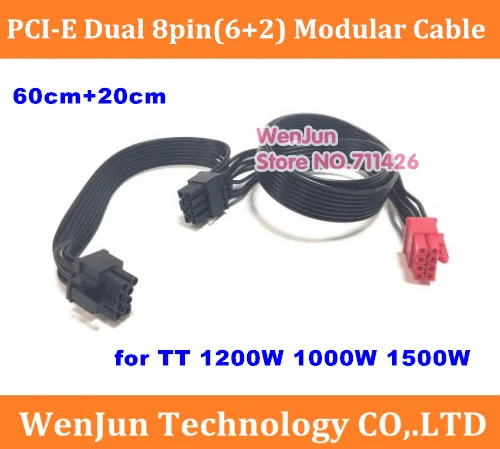 

High Quality 60cm PSU 8pin to Dual 8(6+2)-pin Modular Power Supply Cable for TT /Thermaltake 1200w 1000W 1500W