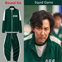 

Squid Game Sweatshirts Sportswear Cosplay Jacket Sweat Pants Round Six Li Zhengjae Costume Coat Zip Hoodie Sports Sweatshirt Set