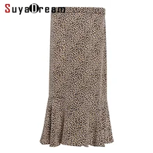 Женская шелковая юбка, натуральный шелк, креп, OL, Леопардовый принт, Русалка, юбки, высокая талия, длинная юбка, весна лето, Новинка