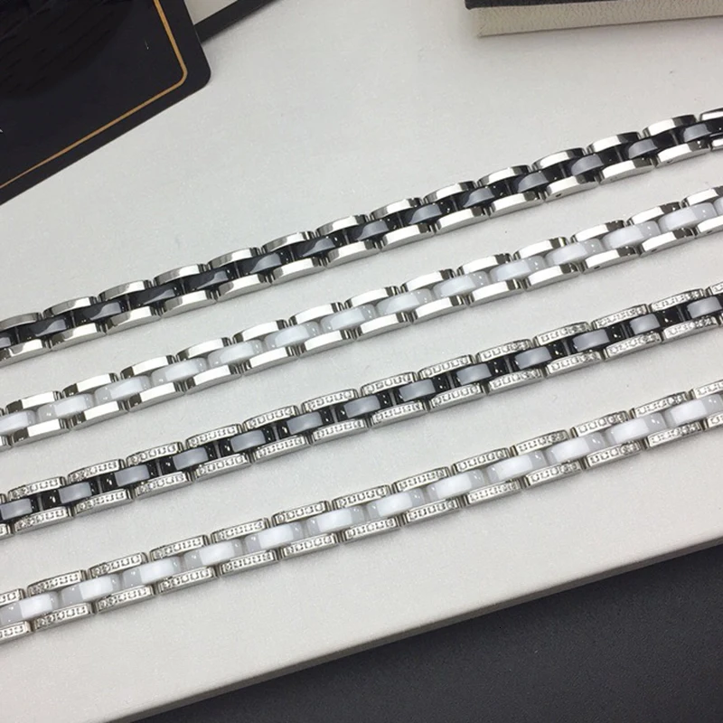 Популярный бренд, ювелирные изделия из чистого 925 пробы серебра, браслет-цепочка из керамики, черно-белый керамический браслет, серебряные вечерние ювелирные изделия