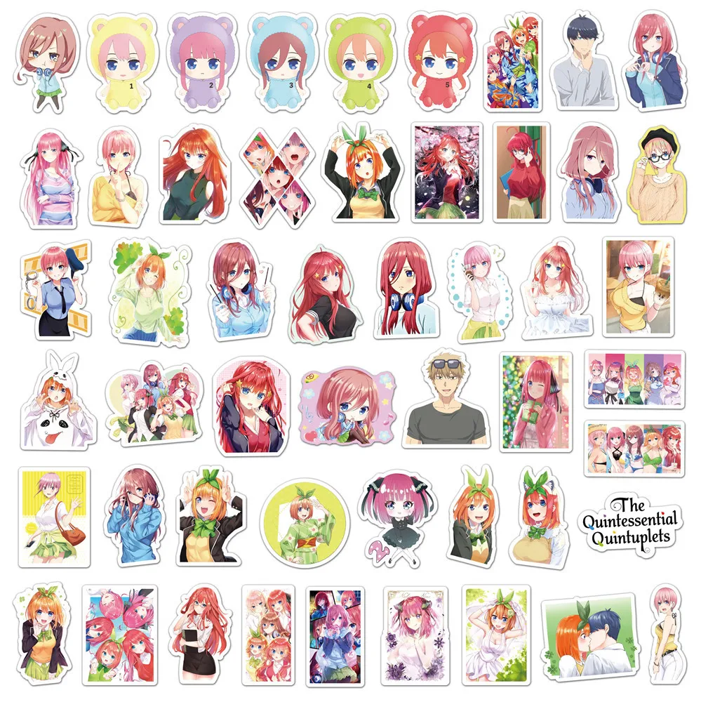 10/50Pcs Pack The Quintessential Quintuplets Anime Stickers Laptop Luggage Skateboard Bicycle Guitar Waterproof Sticker Kids Toy