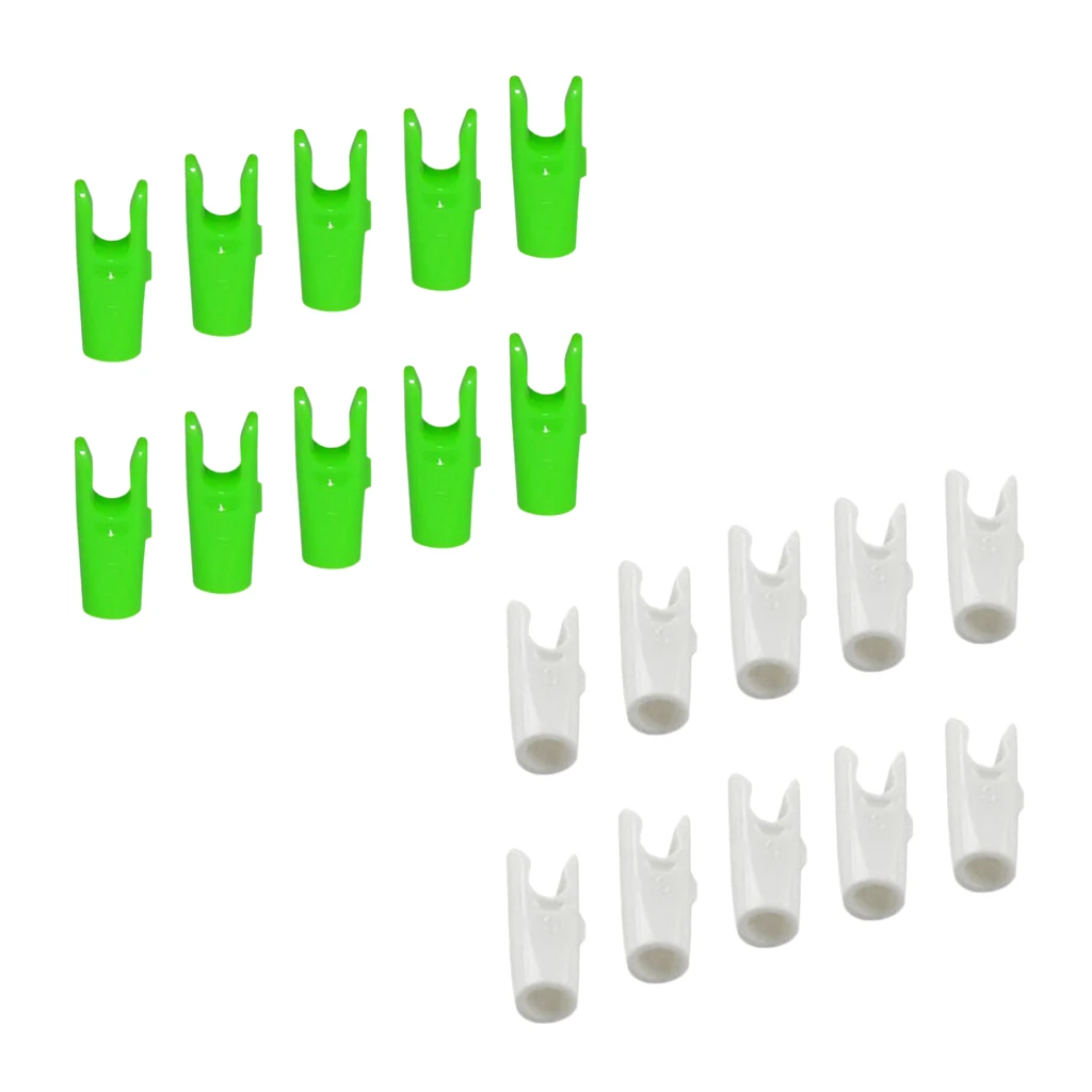 

20 Pieces Plastic Pin Nock Arrow Nocks for Aluminum Insert Arrow Shaft Green + White