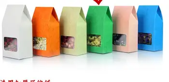 

50/100pcs Kraft Paper Party/Wedding Gift Bags,Cake/Chocolates/Candy Packing Bags Stand Up Food Clear PVC window Seal boxes