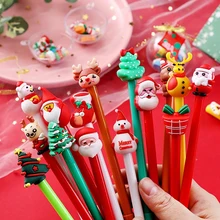 10Pcs/Set Christmas Gel Pens Cute Cartoon Christmas Gift Neutral Pen Creative Black Pen Cute Stationery