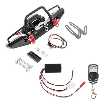 

Metal Front Bumper with 2 LED Light & Remote Control Electric Winch for Traxxas TRX-4 SCX10II 90046