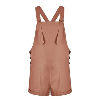 

Women Button Dungarees Fit Solid Rompers Female High Waist Playsuit Shorts Regular Vintage Overalls Summer Jumpsuit