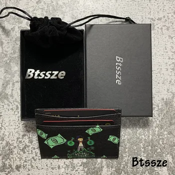 

Btssze brand monopoly cartoon Pattern Leather Bank Business Id Card Holder Wallet Case For Men Women With Id card
