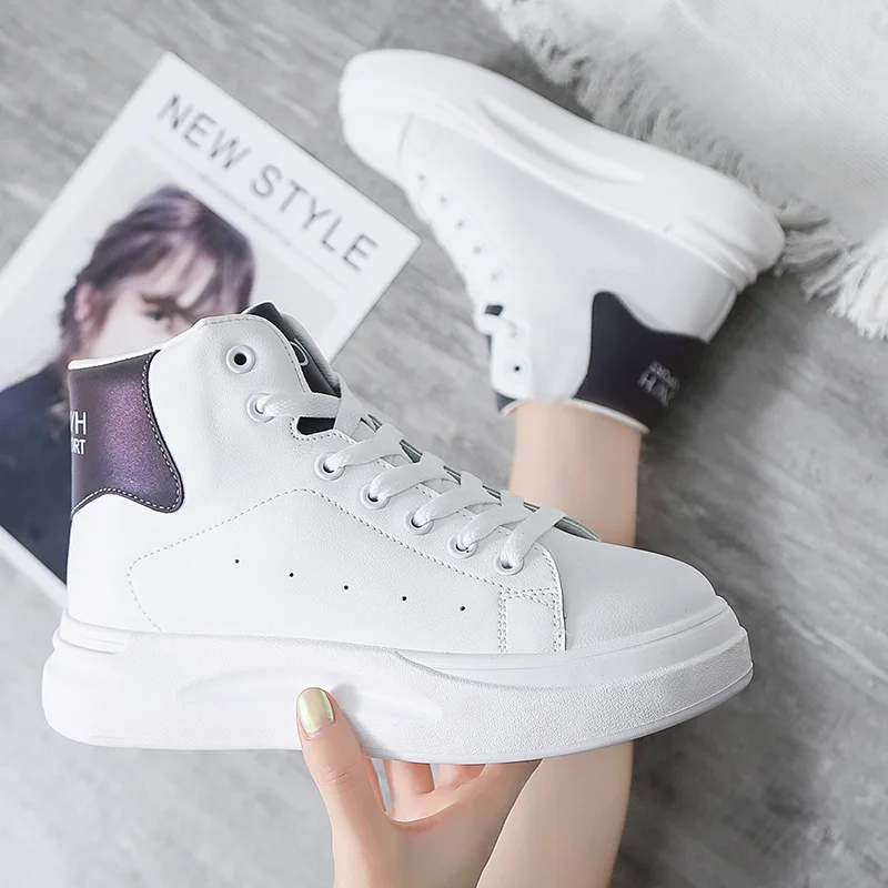 

White Shoes Woman Casual Shoes 2019 Autumn New Platform Sneakers Women Locomotive British Wind Retro Ankle Boots Vulcanized Shoe