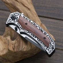 8,3 ''Складной нож 440c охотничий нож для выживания нож Карманный стальной с деревянной ручные Ножи EDC Спорт на открытом воздухе
