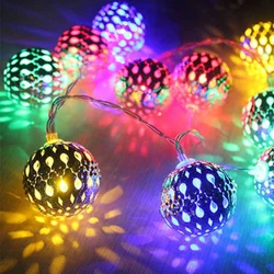 LED Fairy Tale Hollow Moroccan Light String Ball Battery Power Supply Garland Fairy Lights Christmas Indoor  Outdoor Decoration