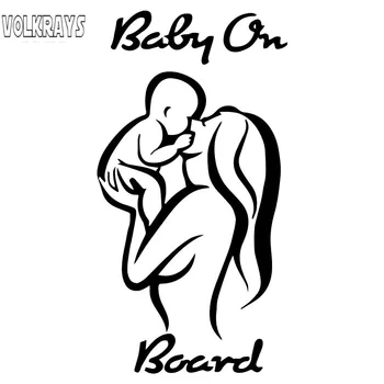 

Volkrays Personalioty Car Sticker Baby on Board Mom and Baby Accessories Reflective Waterproof Sunscreen Vinyl Decal,16cm*8cm