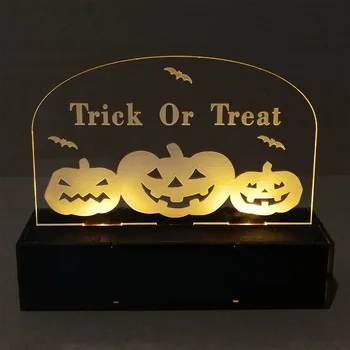 

Acrylic Night Light LED Table Desk Bedroom Decor Halloween Pumpkin Witch Transparent LED Light Decoration Holiday Kids Gift