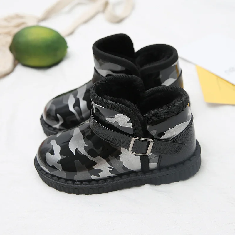 

2019 Winter New Style Warm CHILDREN'S Snow Boots Hot Selling Solid Color Middle And Large CHILDREN'S Shoes Boy Camouflage plus V