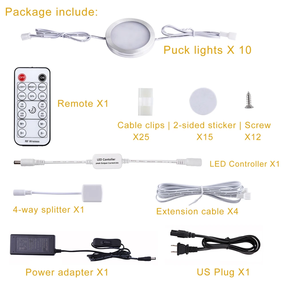 puck lights with timer 10