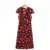 Summer Dresses For Women Vintage Floral Print Wrap Dress Woman Short Sleeve V Neck Ruffle A Line Elegant Midi Dress Clothes