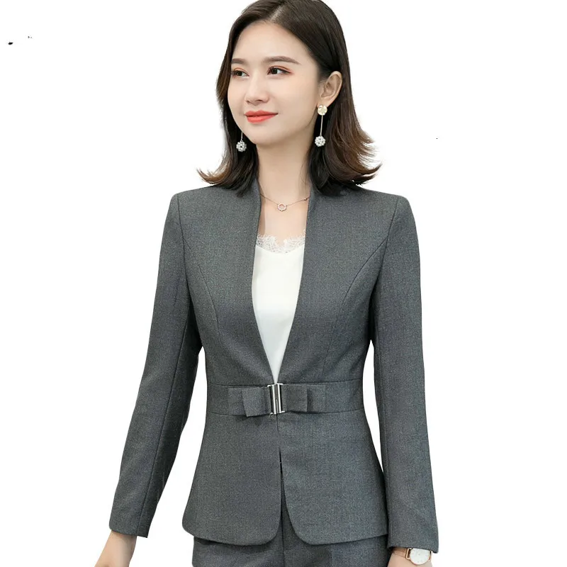 

Grey Braze Female Fashion New Autumn Style Formal Long Sleeve Jacket Office Business Overcoat Maternity
