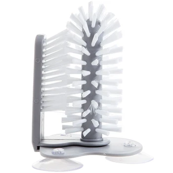 

LBER Sink Suction Cup Base Cleaning Bottle Glass Brush Kitchen Cleaning Wine Cup Cleaner Scrubber Double Brush Rotating