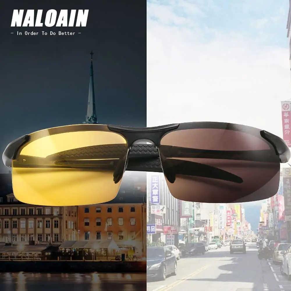 Baratos Gafas fotocrómicas de visión nocturna NALOAIN gafas de sol polarizadas amarillas lentes UV400 gafas de conducción para conductores deportivos para hombres y mujeres